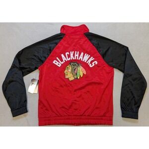 Chicago Blackhawks Jacket Womens Medium Red Bling Track Jacket Lightweight New